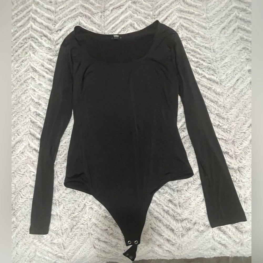 Express Body Contour Black Long Sleeve Bodysuit